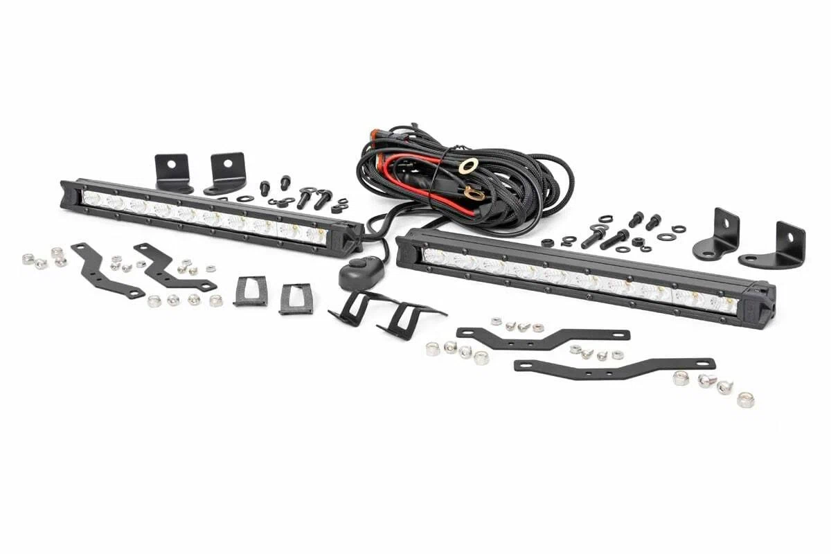 Fits Ford F-150(18-20) LED Light Kit Grille Mount 10_ Chrome Slimline Pair 70809